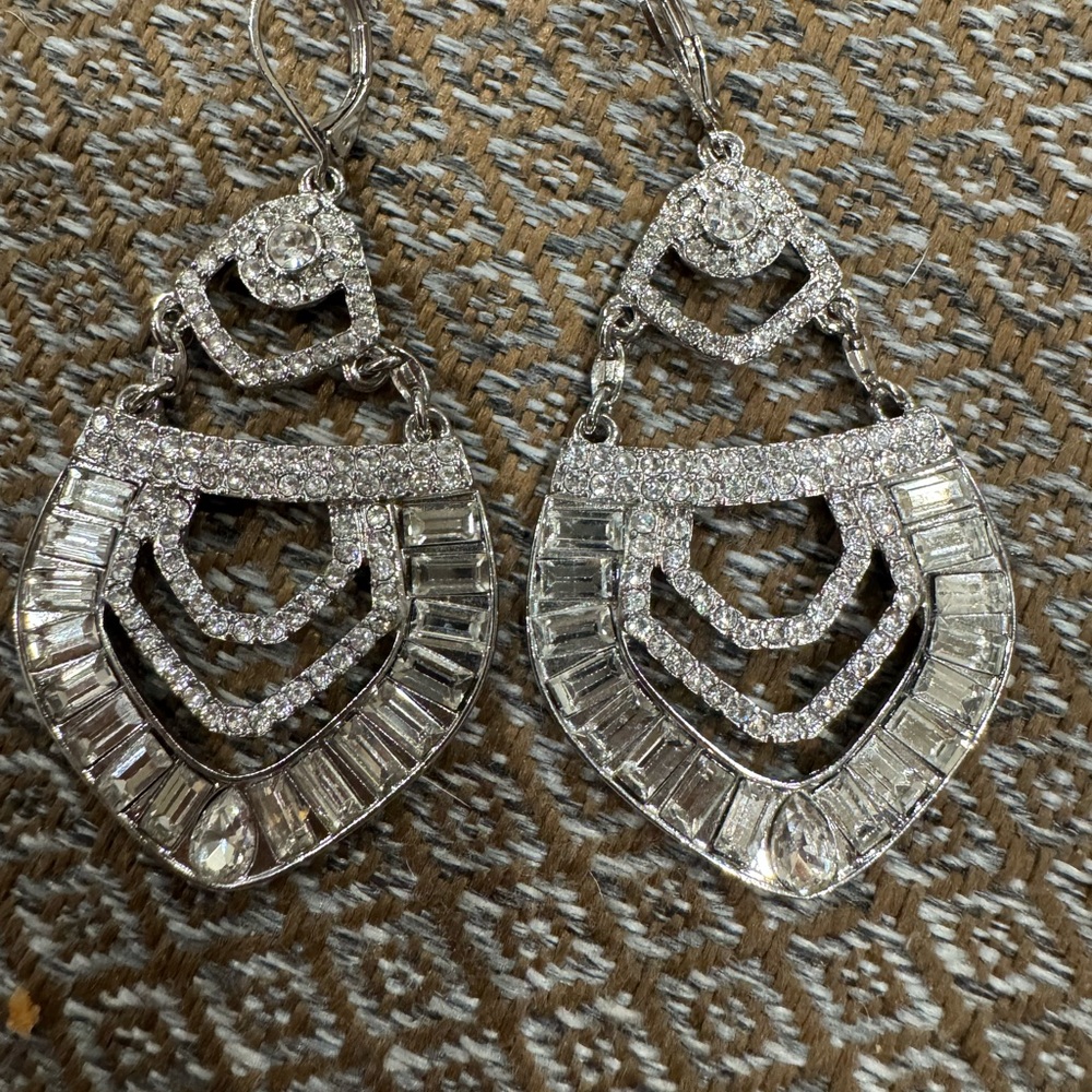 Elegant Silver and Crystal Dangle Earrings